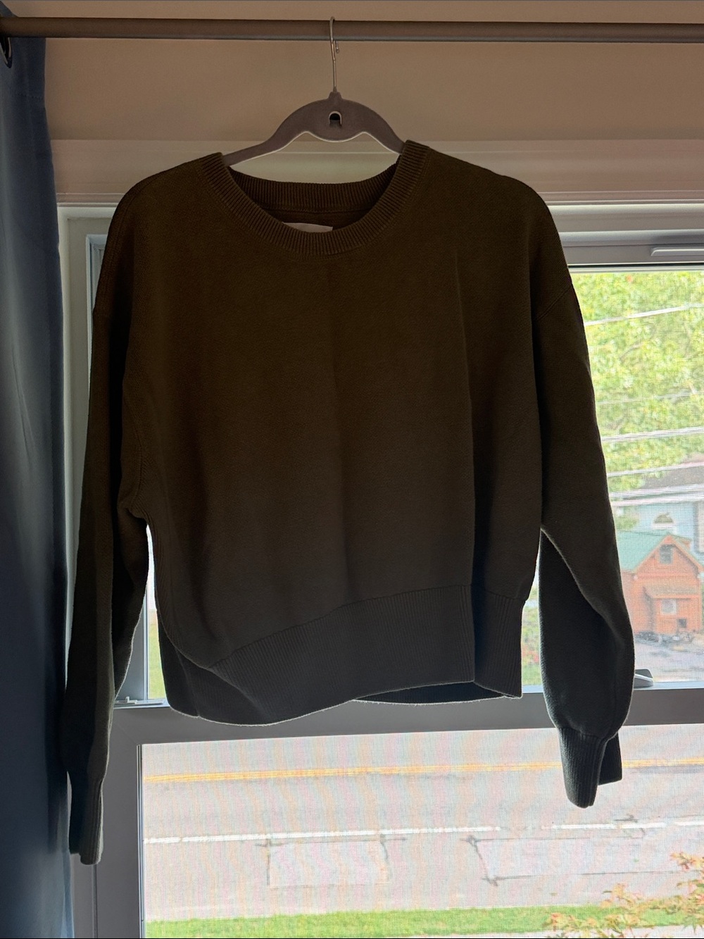 aerie Olive Crewneck Pullover Sweater